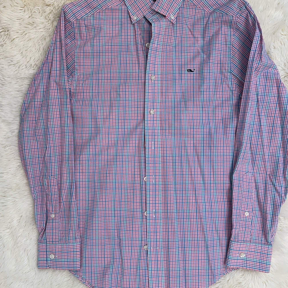 Vineyard Vines Pink and Blue Plaid Shirt